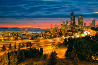 Seattle Cityscape After Sunset