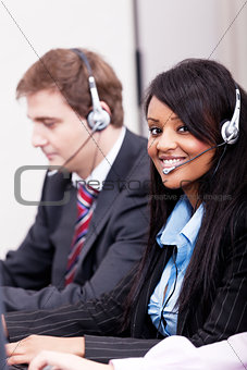 smiling callcenter agent with headset support