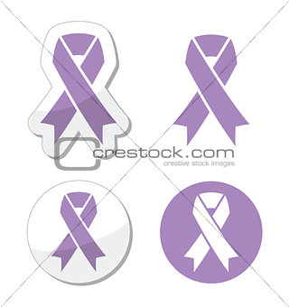 Lavender ribbon - general cancer awareness, epilepsy, Rett syndrome symbol