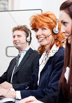 callcenter team business people with headphone 