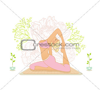 Beautiful woman doing youga exercises
