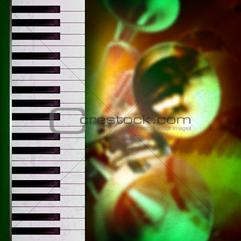 abstract grunge background with piano and trumpet
