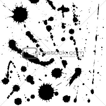 set of ink black splash blots for design