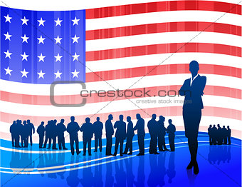 Businesswoman on Patriotic American Flag background
