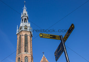 Tourist sign near the Jozef cathedral in Groningen