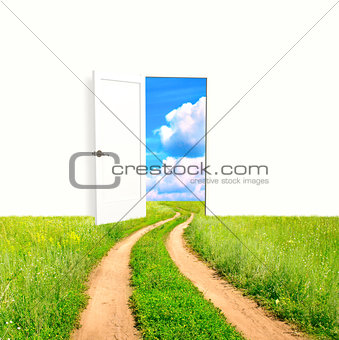 Open door in field