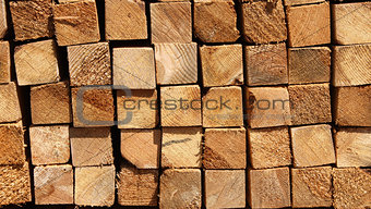 Wooden boards in a warehouse 