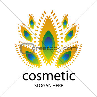 vector logo for cosmetics in the form of a peacock feather