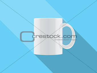 white vector cup isolated on blue background