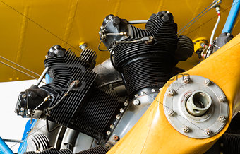 Prop PLane Airplane Nose Cone Engine Cylinders Vintage Transport