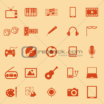 Entertainment color icons on orange background