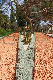 Ideally direct avenue  in Baha'i park in Israel