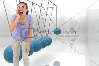 Composite image of young female shouting