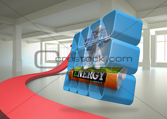 Composite image of energy graphic on abstract screen