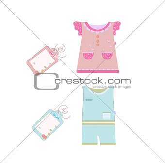 Vector collection of baby and children clothes collection.
