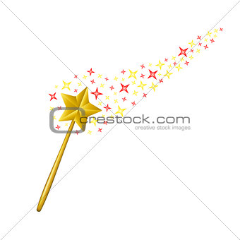 Magic wand with coloured stars