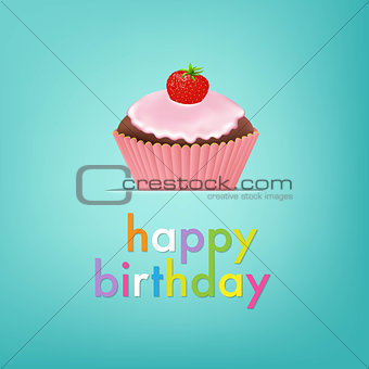 Cupcake With Cream And Strawberry