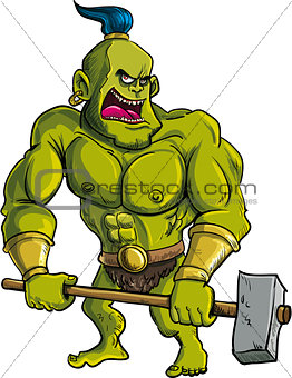 Cartoon ogre with a big hammer