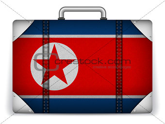 North Korea Travel Luggage with Flag for Vacation
