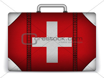Switzerland Travel Luggage with Flag for Vacation