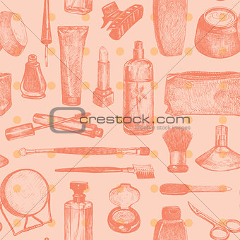 Cosmetics And Beauty Seamless Pattern Vector