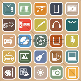 Entertainment flat icons on orange background