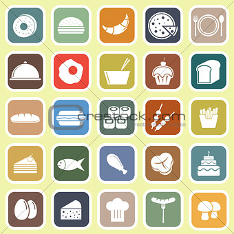 Food flat icons on yellow background