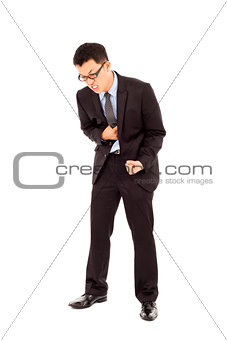 businessman with strong stomach pain