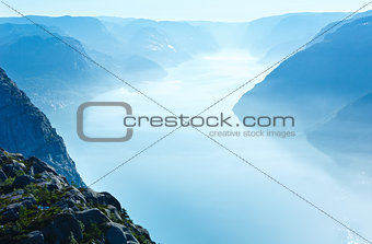 Summer morning view on Lysefjorden (Norway)