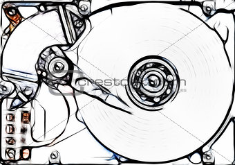 sketch of the hard disk
