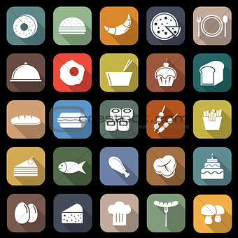 Food flat icons with long shadow