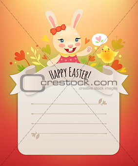 Happy Easter Bunny Girl Greeting Card