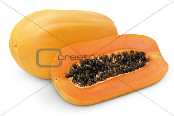 Papaya fruit with half