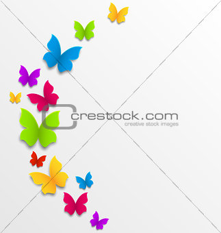 Abstract spring background with rainbow butterflies