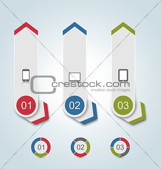 Set paper labels with gadgets infographic icons