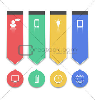 Group paper labels with infographic icons