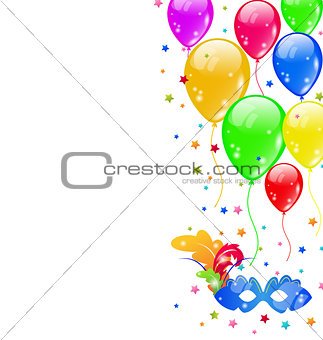 Carnival background with mask and  balloons