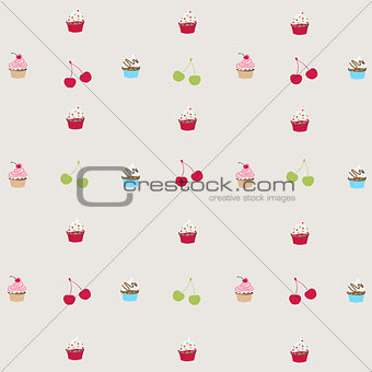 seamless pattern with decorated cupcakes