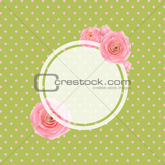 Pink Rose Label And Green Background 