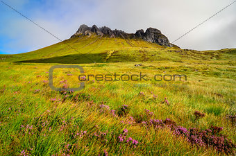 Scenic view of Inverpolly mountain peak Stack Pollaidh in Scotla