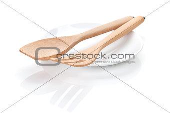 Kitchen utensils over plate