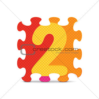 Vector number 2 written with alphabet puzzle