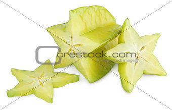 Carambola or starfruit with slices
