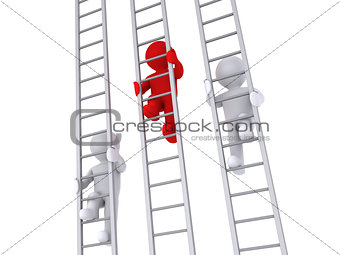 Race on three ladders