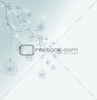 blue card with christmas snowflakes, vector illustration 