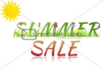 Inscription Summer sale with flowers,grass