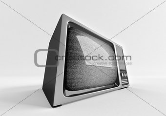 3d model of retro tv with static.