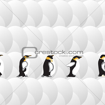 geometric pattern with circles and penguins
