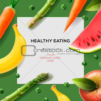 Healthy eating template with fruits
