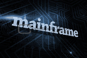 Mainframe against futuristic black and blue background